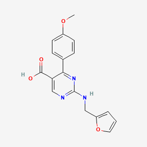 molecular formula C17H15N3O4 B2381480 2-[(2-Furylmethyl)amino]-4-(4-methoxyphenyl)pyrimidine-5-carboxylic acid CAS No. 1340930-16-6