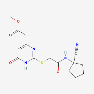 molecular formula C15H18N4O4S B2381490 Methyl 2-[2-[2-[(1-cyanocyclopentyl)amino]-2-oxoethyl]sulfanyl-6-oxo-1H-pyrimidin-4-yl]acetate CAS No. 923232-87-5