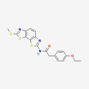 molecular formula C19H17N3O2S3 B2381499 2-(4-ethoxyphenyl)-N-(2-methylsulfanyl-[1,3]thiazolo[4,5-g][1,3]benzothiazol-7-yl)acetamide CAS No. 923484-59-7