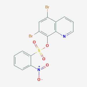 molecular formula C15H8Br2N2O5S B2381502 5,7-二溴喹啉-8-基-2-硝基苯磺酸酯 CAS No. 459183-41-6