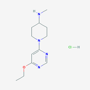 molecular formula C12H21ClN4O B2381503 1-(6-Ethoxypyrimidin-4-yl)-N-methylpiperidin-4-amine hydrochloride CAS No. 1353987-27-5