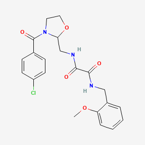 molecular formula C21H22ClN3O5 B2381509 N1-((3-(4-氯苯甲酰)恶唑烷-2-基)甲基)-N2-(2-甲氧基苄基)草酰胺 CAS No. 874805-16-0