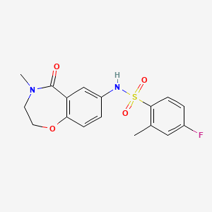 molecular formula C17H17FN2O4S B2381517 4-fluoro-2-methyl-N-(4-methyl-5-oxo-2,3,4,5-tetrahydrobenzo[f][1,4]oxazepin-7-yl)benzenesulfonamide CAS No. 922061-83-4