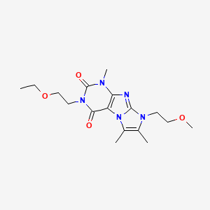 molecular formula C17H25N5O4 B2381520 2-(2-Ethoxyethyl)-6-(2-methoxyethyl)-4,7,8-trimethylpurino[7,8-a]imidazole-1,3-dione CAS No. 878411-25-7