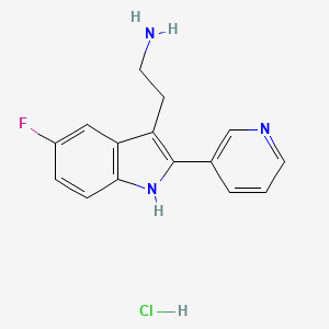 molecular formula C15H15ClFN3 B2381521 3-(2-Aminoethyl)-5-fluoro-2-pyridin-3-yl-1H-indole hydrochloride CAS No. 1049787-77-0