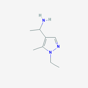 molecular formula C8H15N3 B2381522 1-(1-ethyl-5-methyl-1H-pyrazol-4-yl)ethanamine CAS No. 1005630-33-0; 1185345-27-0