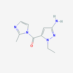 molecular formula C10H13N5O B2381523 1-ethyl-5-[(2-methyl-1H-imidazol-1-yl)carbonyl]-1H-pyrazol-3-amine CAS No. 1856102-37-8