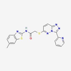 molecular formula C20H15N7OS2 B2381525 N-(6-methylbenzo[d]thiazol-2-yl)-2-((3-(pyridin-2-yl)-[1,2,4]triazolo[4,3-b]pyridazin-6-yl)thio)acetamide CAS No. 868967-86-6