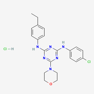 molecular formula C21H24Cl2N6O B2381529 N2-(4-chlorophenyl)-N4-(4-ethylphenyl)-6-morpholino-1,3,5-triazine-2,4-diamine hydrochloride CAS No. 1179478-83-1