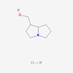molecular formula C8H16ClNO B2381531 2,3,5,6,7,8-Hexahydro-1H-pyrrolizin-1-ylmethanol;hydrochloride CAS No. 2580220-93-3
