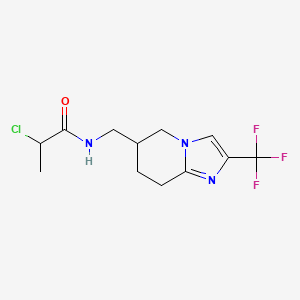 molecular formula C12H15ClF3N3O B2381534 2-Chloro-N-[[2-(trifluoromethyl)-5,6,7,8-tetrahydroimidazo[1,2-a]pyridin-6-yl]methyl]propanamide CAS No. 2411289-93-3