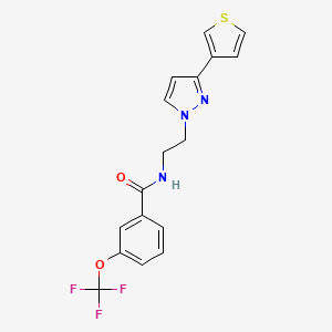 molecular formula C17H14F3N3O2S B2381536 N-(2-(3-(thiophen-3-yl)-1H-pyrazol-1-yl)ethyl)-3-(trifluoromethoxy)benzamide CAS No. 2034366-74-8