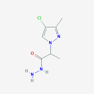 molecular formula C7H11ClN4O B2381537 2-(4-Chloro-3-methylpyrazolyl)propanohydrazide CAS No. 1005582-65-9