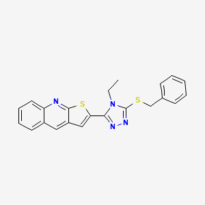 molecular formula C22H18N4S2 B2381540 2-[5-(benzylsulfanyl)-4-ethyl-4H-1,2,4-triazol-3-yl]thieno[2,3-b]quinoline CAS No. 478260-40-1