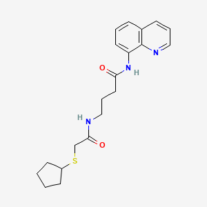 molecular formula C20H25N3O2S B2381541 4-(2-(环戊基硫代)乙酰胺基)-N-(喹啉-8-基)丁酰胺 CAS No. 1251687-60-1