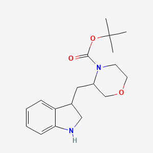molecular formula C18H26N2O3 B2381542 Tert-butyl 3-(2,3-dihydro-1H-indol-3-ylmethyl)morpholine-4-carboxylate CAS No. 2137779-23-6