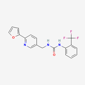 molecular formula C18H14F3N3O2 B2381546 1-((6-(Furan-2-yl)pyridin-3-yl)methyl)-3-(2-(trifluoromethyl)phenyl)urea CAS No. 2034394-98-2