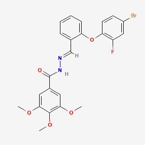 molecular formula C23H20BrFN2O5 B2381556 N'-{(E)-[2-(4-bromo-2-fluorophenoxy)phenyl]methylidene}-3,4,5-trimethoxybenzenecarbohydrazide CAS No. 477886-79-6