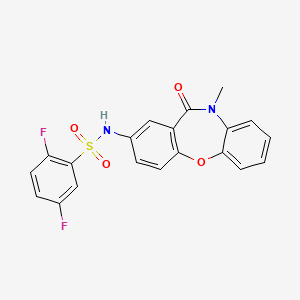 molecular formula C20H14F2N2O4S B2381566 2,5-二氟-N-(10-甲基-11-氧代-10,11-二氢二苯并[b,f][1,4]噁杂环庚-2-基)苯磺酰胺 CAS No. 922061-34-5
