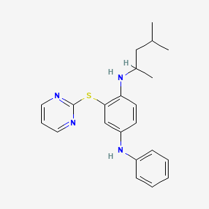 molecular formula C22H26N4S B2381571 1-N-(4-methylpentan-2-yl)-4-N-phenyl-2-pyrimidin-2-ylsulfanylbenzene-1,4-diamine CAS No. 432011-92-2