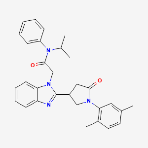 molecular formula C30H32N4O2 B2381575 2-(2-(1-(2,5-dimethylphenyl)-5-oxopyrrolidin-3-yl)-1H-benzo[d]imidazol-1-yl)-N-isopropyl-N-phenylacetamide CAS No. 847395-27-1