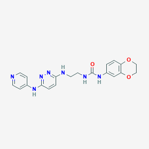 molecular formula C20H21N7O3 B2381576 1-(2,3-Dihydrobenzo[b][1,4]dioxin-6-yl)-3-(2-((6-(pyridin-4-ylamino)pyridazin-3-yl)amino)ethyl)urea CAS No. 1021250-54-3