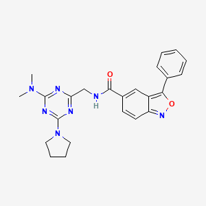 molecular formula C24H25N7O2 B2381580 N-((4-(二甲氨基)-6-(吡咯烷-1-基)-1,3,5-三嗪-2-基)甲基)-3-苯基苯并[c]异恶唑-5-甲酰胺 CAS No. 2034406-73-8