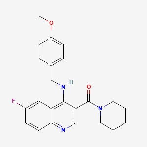 (6-Fluoro-4-((4-methoxybenzyl)amino)quinolin-3-yl)(piperidin-1-yl)methanone
