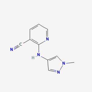 molecular formula C10H9N5 B2381585 2-[(1-Methylpyrazol-4-yl)amino]pyridine-3-carbonitrile CAS No. 1154264-40-0