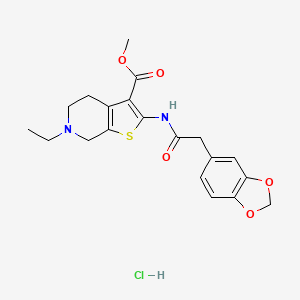 Methyl 2-(2-(benzo[d][1,3]dioxol-5-yl)acetamido)-6-ethyl-4,5,6,7-tetrahydrothieno[2,3-c]pyridine-3-carboxylate hydrochloride