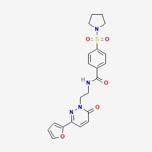 molecular formula C21H22N4O5S B2381588 N-(2-(3-(furan-2-yl)-6-oxopyridazin-1(6H)-yl)ethyl)-4-(pyrrolidin-1-ylsulfonyl)benzamide CAS No. 946365-52-2