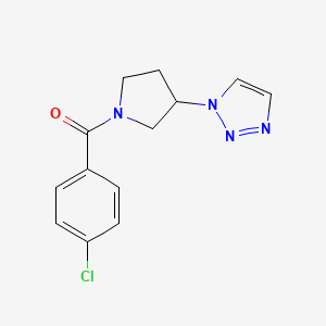 molecular formula C13H13ClN4O B2381590 (3-(1H-1,2,3-triazol-1-yl)pyrrolidin-1-yl)(4-chlorophenyl)methanone CAS No. 1798661-50-3
