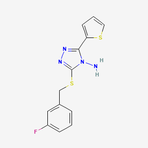 molecular formula C13H11FN4S2 B2381598 3-[(3-fluorobenzyl)sulfanyl]-5-(2-thienyl)-4H-1,2,4-triazol-4-ylamine CAS No. 477872-68-7