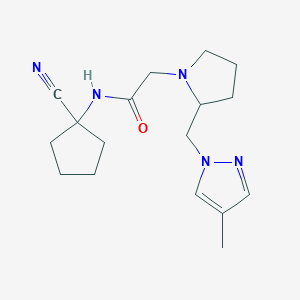 molecular formula C17H25N5O B2381600 N-(1-cyanocyclopentyl)-2-{2-[(4-methyl-1H-pyrazol-1-yl)methyl]pyrrolidin-1-yl}acetamide CAS No. 1355910-60-9
