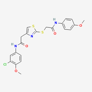 molecular formula C21H20ClN3O4S2 B2381603 N-(3-氯-4-甲氧基苯基)-2-(2-((2-((4-甲氧基苯基)氨基)-2-氧代乙基)硫代)噻唑-4-基)乙酰胺 CAS No. 942000-78-4