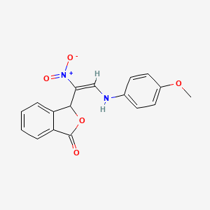 molecular formula C17H14N2O5 B2381611 3-[2-(4-甲氧基苯胺基)-1-硝基乙烯基]-2-苯并呋喃-1(3H)-酮 CAS No. 339023-58-4