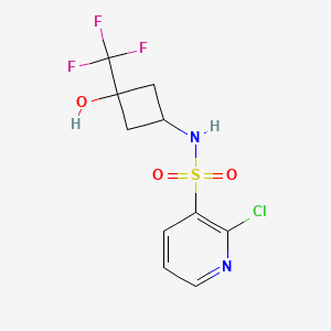 molecular formula C10H10ClF3N2O3S B2381621 2-Chloro-N-[3-hydroxy-3-(trifluoromethyl)cyclobutyl]pyridine-3-sulfonamide CAS No. 2176150-86-8