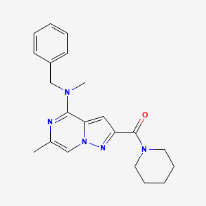 molecular formula C21H25N5O B2381630 {4-[Benzyl(methyl)amino]-6-methylpyrazolo[1,5-a]pyrazin-2-yl}(piperidino)methanone CAS No. 1775379-52-6