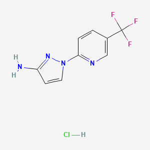 molecular formula C9H8ClF3N4 B2381633 1-[5-(Trifluoromethyl)pyridin-2-yl]-1H-pyrazol-3-amine hydrochloride CAS No. 1431964-07-6