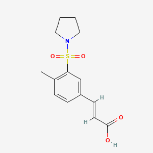 molecular formula C14H17NO4S B2381635 (E)-3-(4-甲基-3-(吡咯烷-1-磺酰基)苯基)丙烯酸 CAS No. 327094-05-3