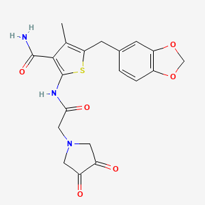 5-(Benzo[d][1,3]dioxol-5-ylmethyl)-2-(2-(3,4-dioxopyrrolidin-1-yl)acetamido)-4-methylthiophene-3-carboxamide