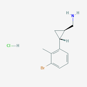 molecular formula C11H15BrClN B2381650 [(1R,2R)-2-(3-溴-2-甲基苯基)环丙基]甲胺；盐酸盐 CAS No. 2460739-24-4