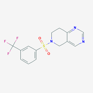 molecular formula C14H12F3N3O2S B2381659 6-((3-(Trifluoromethyl)phenyl)sulfonyl)-5,6,7,8-tetrahydropyrido[4,3-d]pyrimidine CAS No. 1797350-04-9