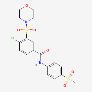 molecular formula C18H19ClN2O6S2 B2381664 4-chloro-N-[4-(methylsulfonyl)phenyl]-3-(morpholin-4-ylsulfonyl)benzamide CAS No. 900135-99-1