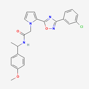 molecular formula C23H21ClN4O3 B2381665 2-(2-(3-(3-chlorophenyl)-1,2,4-oxadiazol-5-yl)-1H-pyrrol-1-yl)-N-(1-(4-methoxyphenyl)ethyl)acetamide CAS No. 1260938-07-5
