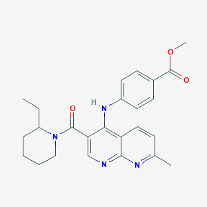 molecular formula C25H28N4O3 B2381666 Methyl 4-((3-(2-ethylpiperidine-1-carbonyl)-7-methyl-1,8-naphthyridin-4-yl)amino)benzoate CAS No. 1251633-58-5