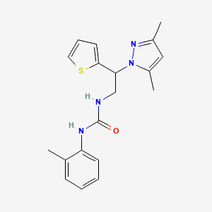 molecular formula C19H22N4OS B2381677 1-(2-(3,5-dimethyl-1H-pyrazol-1-yl)-2-(thiophen-2-yl)ethyl)-3-(o-tolyl)urea CAS No. 2034343-59-2