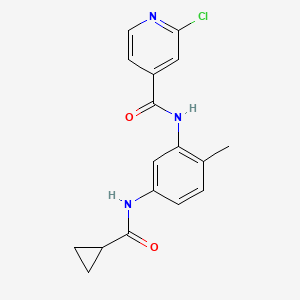 molecular formula C17H16ClN3O2 B2381683 2-chloro-N-(5-cyclopropaneamido-2-methylphenyl)pyridine-4-carboxamide CAS No. 1181868-17-6