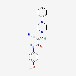 molecular formula C21H22N4O2 B2381689 (E)-2-cyano-N-(4-methoxyphenyl)-3-(4-phenylpiperazin-1-yl)acrylamide CAS No. 885179-10-2