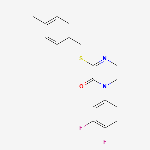 molecular formula C18H14F2N2OS B2381700 1-(3,4-二氟苯基)-3-[(4-甲苯基)甲硫基]吡嗪-2-酮 CAS No. 899759-74-1